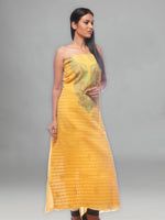 Load image into Gallery viewer, Seva Chikan Hand Embroidered Yellow Cotton Lucknowi Chikan Unstitched Kurti Piece-SCL0106