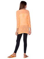 Load image into Gallery viewer, Seva Chikan Hand Embroidered Orange Georgette Lucknowi Chikan Top -SCL0972