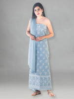 Load image into Gallery viewer, Seva Chikan Hand Embroidered Grey Cotton Lucknowi Chikan Unstitched Suit Piece-SCL1489