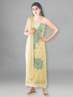 Load image into Gallery viewer, Seva Chikan Hand Embroidered Light Yellow Cotton Lucknowi Chikan Unstitched Suit Piece-SCL1493