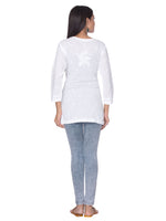 Load image into Gallery viewer, Seva Chikan Hand Embroidered White Cotton Lucknowi Chikan Top-SCL0983