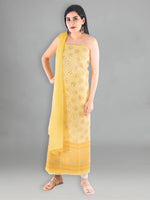 Load image into Gallery viewer, Seva Chikan Hand Embroidered Golden Yellow Cotton Lucknowi Chikan Unstitched Suit Piece-SCL1542