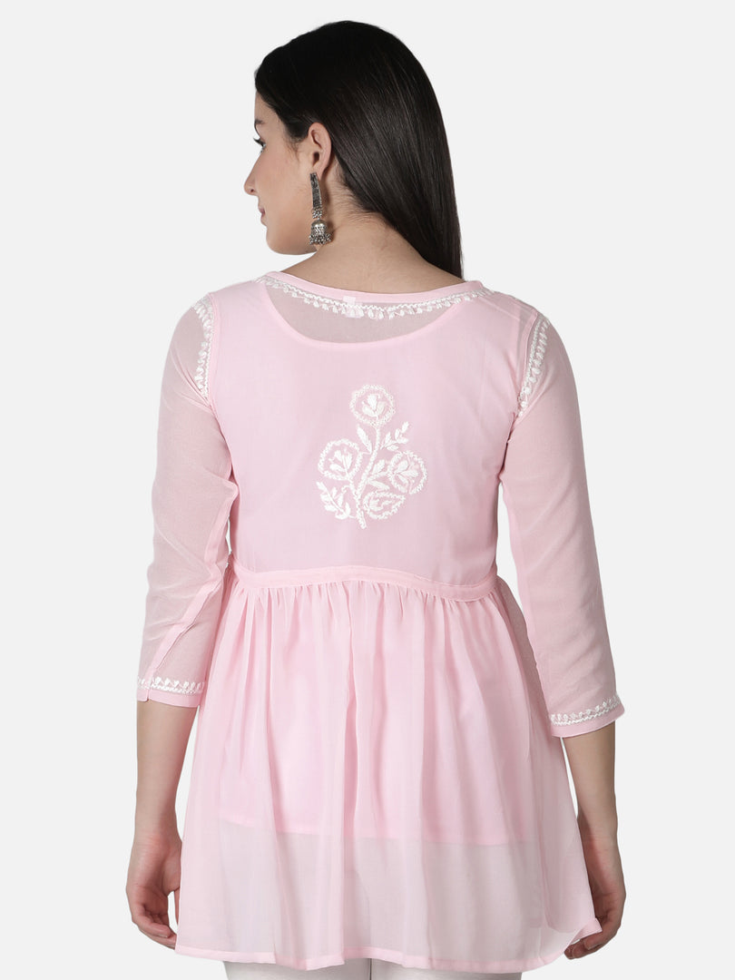 Seva Chikan Hand Embroidered Georgette Lucknowi Chikan Top