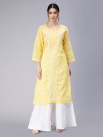 Load image into Gallery viewer, Seva Chikan Hand Embroidered Terivoil Cotton Lucknowi Chikan Kurti