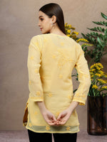 Load image into Gallery viewer, Seva Chikan Hand Embroidered Georgette Lucknowi Chikankari Top With Slip