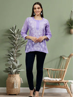 Load image into Gallery viewer, Seva Chikan Hand Embroidered Terivoil Cotton Lucknowi Chikankari Top