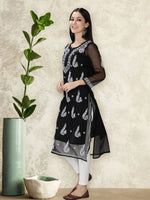 Load image into Gallery viewer, Seva Chikan Hand Embroidered Georgette Lucknowi Chikankari Kurta With Slip