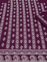 Load image into Gallery viewer, Seva Chikan Hand Embroidered Wine Georgette Lucknowi Chikankari Unstitched Suit Piece-SEV15040