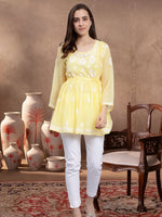 Load image into Gallery viewer, Seva Chikan Hand Embroidered Georgette Lucknowi Chikankari Top With Slip