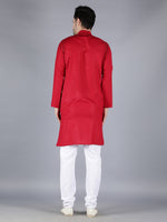 Load image into Gallery viewer, Seva Chikan Hand Embroidered Maroon Cotton Lucknowi Chikan Mens Stitched Kurta