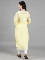 Load image into Gallery viewer, Seva Chikan Hand Embroidered  Georgette Lucknowi Chikankari kurta with Slip