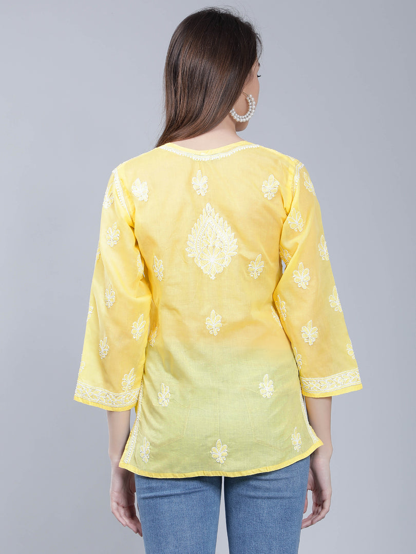 Seva Chikan Hand Embroidered Terivoil Cotton Lucknowi Chikan Top