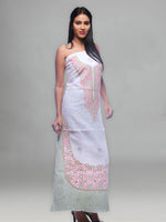 Load image into Gallery viewer, Seva Chikan Hand Embroidered White Cotton Lucknowi Chikan Unstitched Kurti Piece-SCL0104