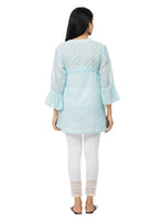 Load image into Gallery viewer, Seva Chikan Hand Embroidered Sky Blue Cotton Lucknowi Chikan Top-SCL2197