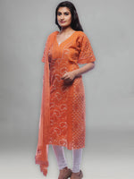 Load image into Gallery viewer, Seva Chikan Hand Embroidered Rust Cotton Lucknowi Chikankari Unstitched Suit Piece-SCL0054