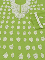 Load image into Gallery viewer, Seva Chikan Hand Embroidered Green Georgette Lucknowi Chikankari Unstitched Suit Piece-SEV15044