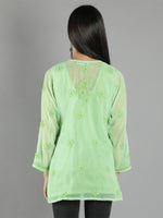 Load image into Gallery viewer, Seva Chikan Hand Embroidered  Georgette Lucknowi Chikan Top With Slip