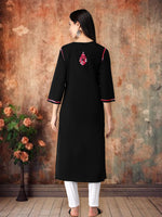 Load image into Gallery viewer, Seva Chikan Hand Embroidered Black Cotton Lucknowi Chikankari Kurta