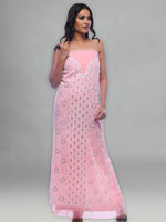 Load image into Gallery viewer, Seva Chikan Hand Embroidered Peach Georgette Lucknowi Chikankari Unstitched Suit Piece With Zari & Gott Patti Work-SCL0063