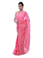 Load image into Gallery viewer, Seva Chikan Hand Embroidered Magenta Georgette Lucknowi Saree-SCL0382