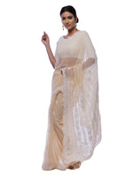 Load image into Gallery viewer, Seva Chikan Hand Embroidered Fawn Georgette Lucknowi Saree-SCL0385