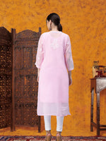 Load image into Gallery viewer, Seva Chikan Hand Embroidered Georgette Chikankari Kurta With Matching Slip