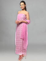 Load image into Gallery viewer, Seva Chikan Hand Embroidered Pink Cotton Lucknowi Chikankari Unstitched Suit Piece With Mukaish/Muqaish Work--SCL0553