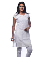 Load image into Gallery viewer, Seva Chikan Hand Embroidered White Cotton Lucknowi Chikan Kurti-SCL0310