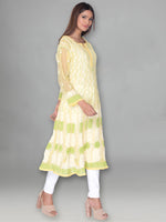 Load image into Gallery viewer, Seva Chikan Hand Embroidered Yellow Faux Georgette Lucknowi Chikankari Anarkali Kurta-SCL0961