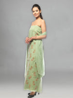 Load image into Gallery viewer, Seva Chikan Hand Embroidered Green Cotton Lucknowi Chikankari Unstitched Suit Piece With Mukaish/Muqaish Work-SCL0566