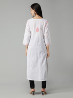 Load image into Gallery viewer, Seva Chikan Hand Embroidered White Cotton Lucknowi Chikankari Kurta
