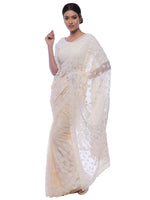 Load image into Gallery viewer, Seva Chikan Hand Embroidered Fawn Georgette Lucknowi Saree-SCL0411