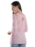 Load image into Gallery viewer, Seva Chikan Hand Embroidered Cotton Lucknowi Chikan Short Top