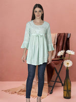 Load image into Gallery viewer, Seva Chikan Hand Embroidered Cotton Lucknowi Chikan Short Top