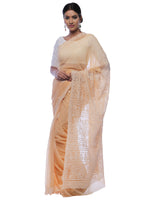 Load image into Gallery viewer, Seva Chikan Hand Embroidered Beige Georgette Lucknowi Saree-SCL0439
