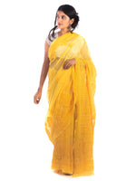 Load image into Gallery viewer, Seva Chikan Hand Embroidered Yellow Georgette Lucknowi Saree-SCL1188