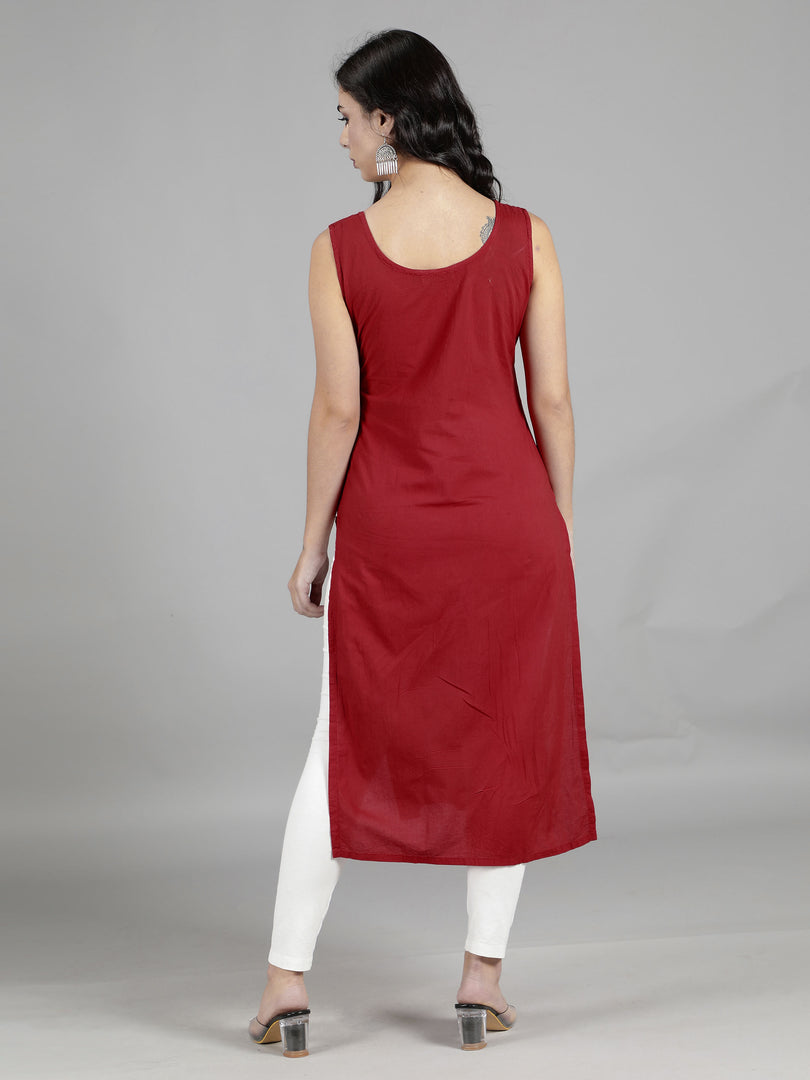 Seva Chikan Cotton Long Slips Combo of White (Pack of 2)