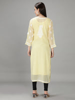 Load image into Gallery viewer, Seva Chikan Hand Embroidered Georgette Lucknowi Chikan Kurti With Slip
