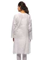Load image into Gallery viewer, Seva Chikan Hand Embroidered White Cotton Lucknowi Chikan Kurta-SCL0674
