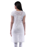 Load image into Gallery viewer, Seva Chikan Hand Embroidered White Cotton Lucknowi Chikan Kurti With Sequin Work-SCL0312
