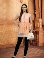 Load image into Gallery viewer, Seva Chikan Hand Embroidered Georgette Lucknowi Chikankari Top With Slip