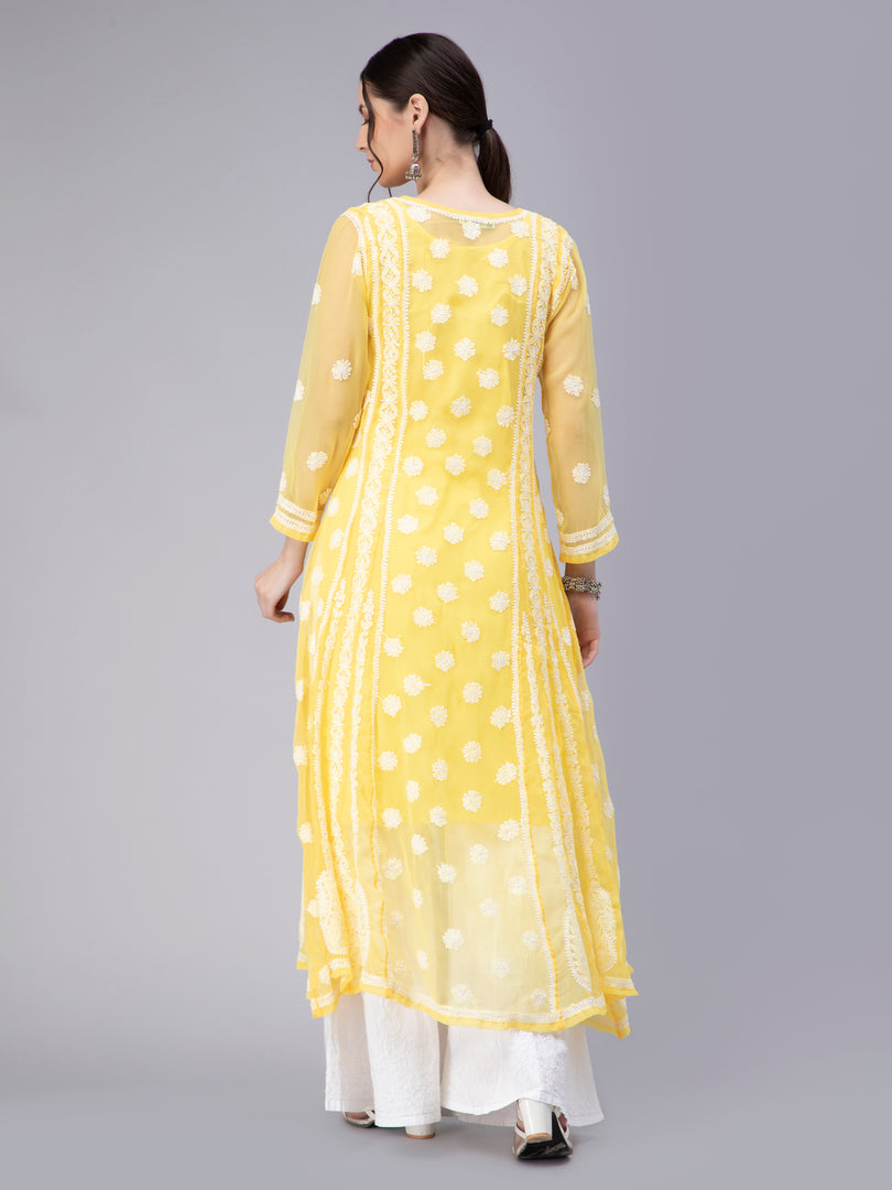 Seva Chikan Hand Embroidered Georgette Lucknowi Chikankari Anarkali Kurta