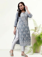 Load image into Gallery viewer, Seva Chikan Hand Embroidered Muslin Lucknowi Chikankari Kurta