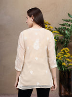 Load image into Gallery viewer, Seva Chikan Hand Embroidered Georgette Lucknowi Chikankari Top With Slip