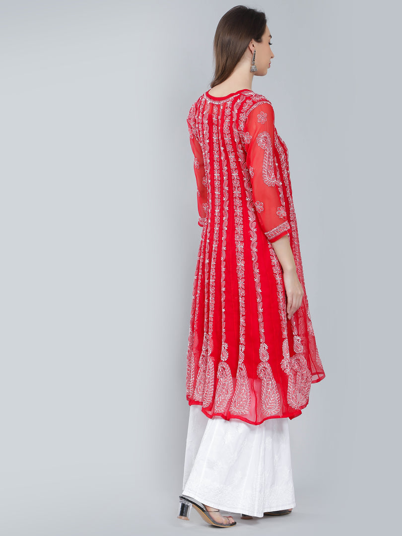 Seva Chikan Hand Embroidered Georgette Lucknowi Chikankari Anarkali