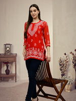 Load image into Gallery viewer, Seva Chikan Hand Embroidered Georgette Lucknowi Chikankari Top With Slip