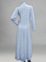Load image into Gallery viewer, Seva Chikan Hand Embroidered White Pure Georgette Lucknowi Chikankari Semi-Stitched Anarkali & Dupatta With Mukaish Work-SCL0879