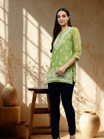 Load image into Gallery viewer, Seva Chikan Hand Embroidered Georgette Lucknowi Chikankari Top With Slip