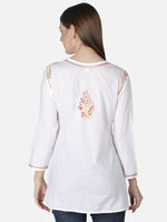 Load image into Gallery viewer, Seva Chikan Hand Embroidered Cotton Lucknowi Chikan Short Top