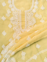 Load image into Gallery viewer, Seva Chikan Hand Embroidered Yellow Georgette Lucknowi Chikankari Unstitched Suit Piece-SCL13129